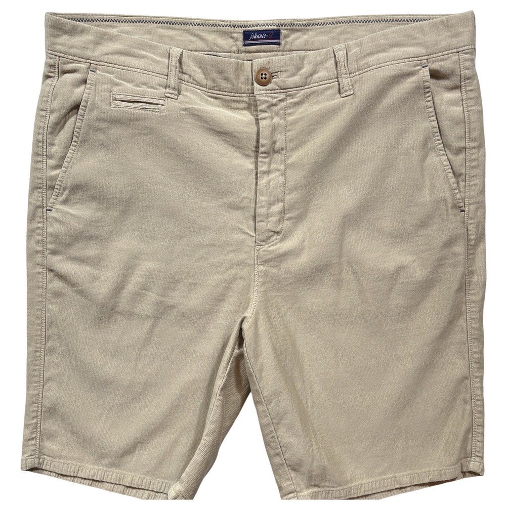 Johnnie O Men's Golf Flat Front Chino Shorts Size 36x9 Pima Cotton Beige - 547